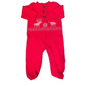Kapital KBaby Soft Reindeer Fair Isle Sleeper. Sz 6-9 months.